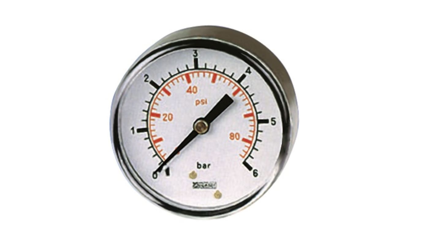 RS PRO BSP 1/8in Analogue Pressure Gauge 30psi Back Entry, 0psi min.