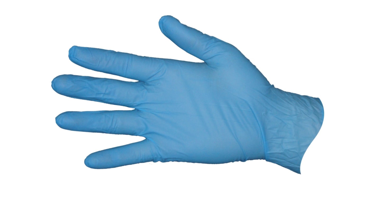 Pro-Val Nitrile Blues PF Blue Powder-Free Nitrile Rubber Disposable Gloves, Size L, 100 per Pack