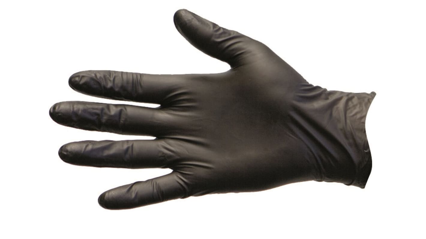 Pro-Val Nitrile Blax PF Black Powder-Free Nitrile Rubber Disposable Gloves, Size M, 100 per Pack