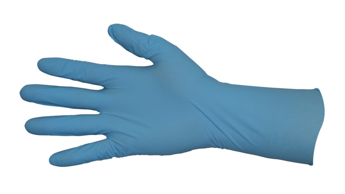 Pro-Val Nite Long Light Blue Powder-Free Nitrile Rubber Disposable Gloves, Size L, 100 per Pack