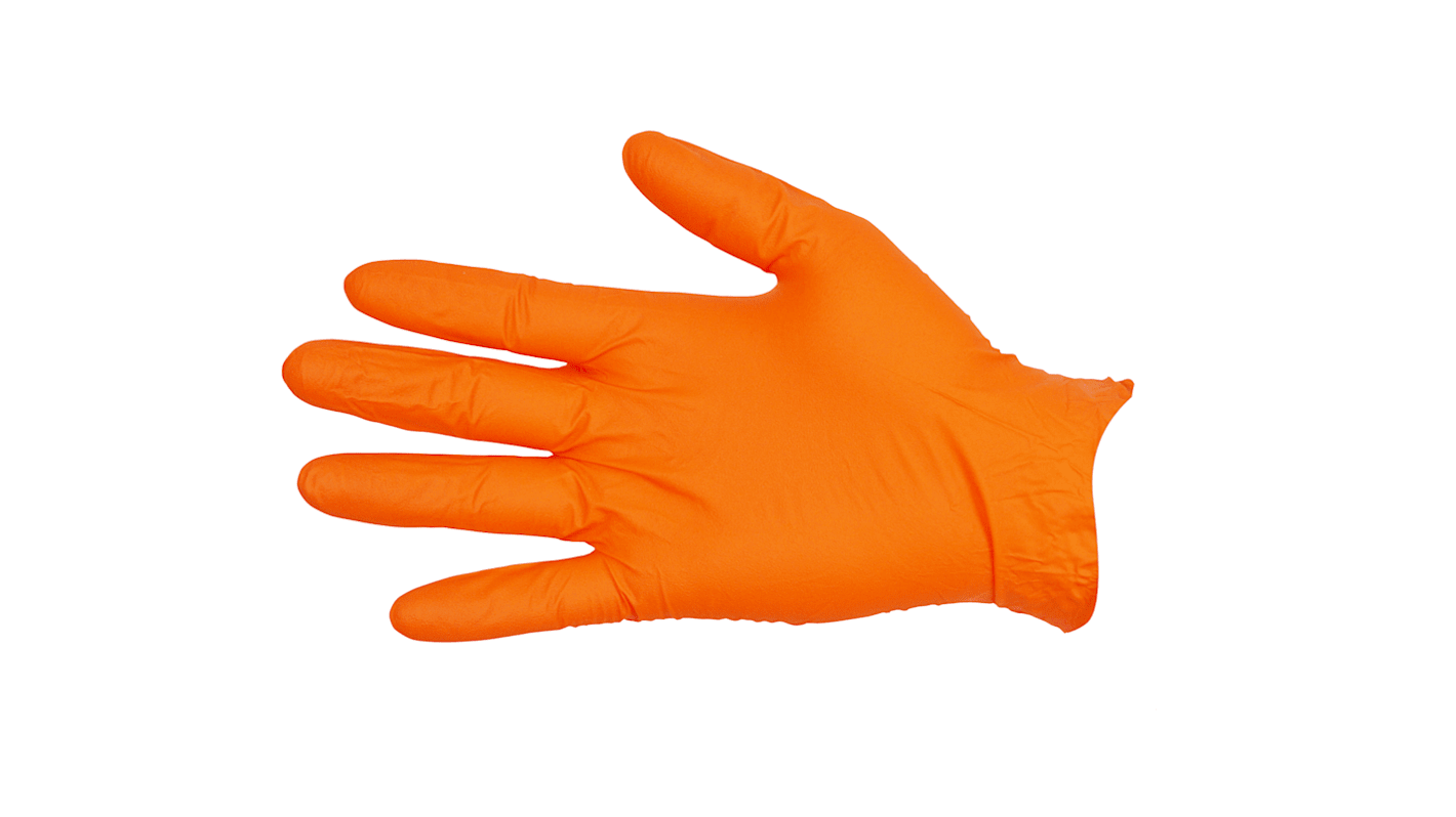 Pro-Val Nitrile Orange PF Orange Powder-Free Nitrile Rubber Disposable Gloves, Size M, 100 per Pack