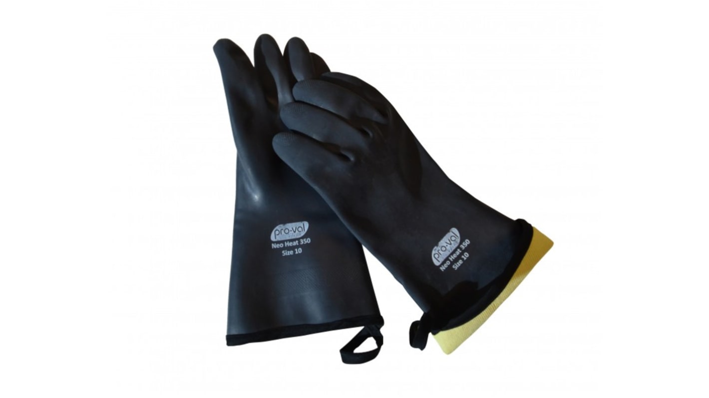 Pro-Val Neo Heat 350 Black Neoprene Heat Resistant Work Gloves, Size 10, XL, Neoprene Coating