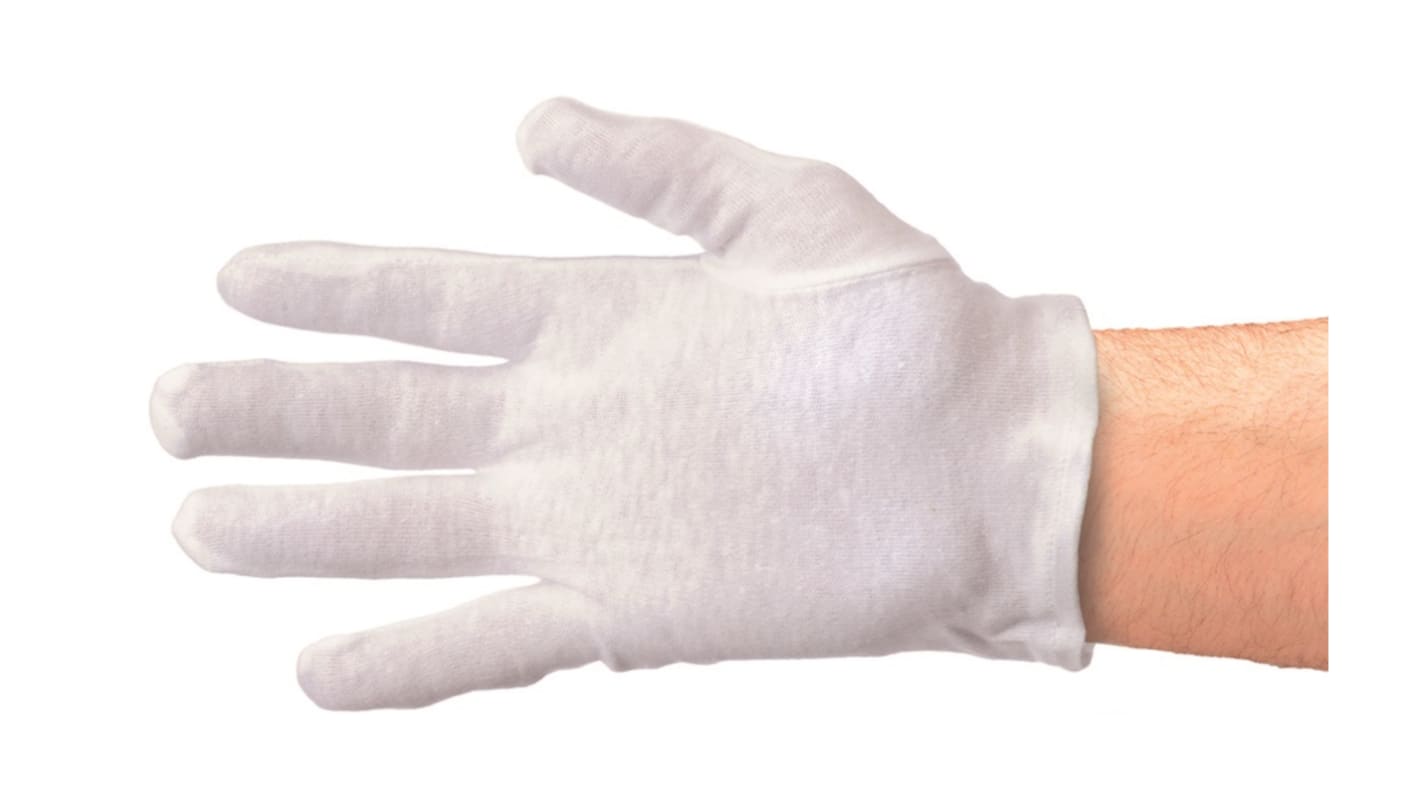Pro-Val Interlox White Cotton Work Gloves, Size 8, Medium, Cotton Coating
