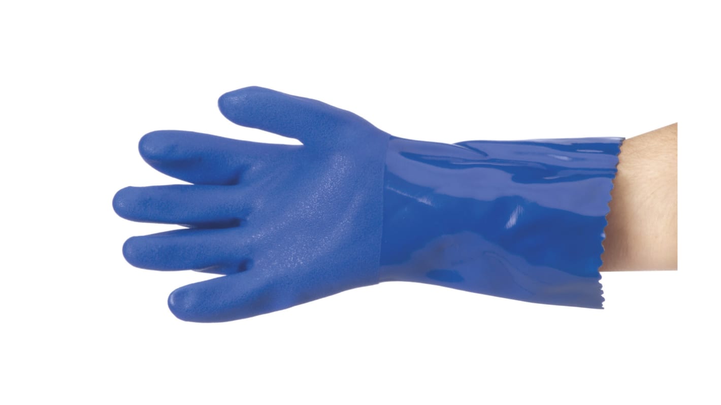 Pro-Val TROJAN Blue PVC Chemical Resistant Work Gloves, Size 9, PVC Coating
