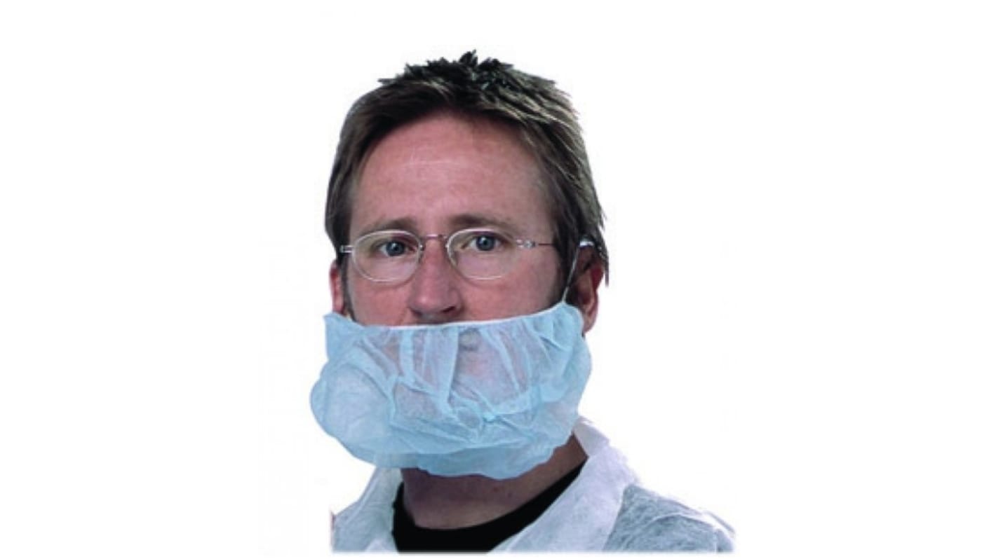 Pro-Val Blue Disposable Beard Mask for Clean Room, Food Industry, Laboratory Use, One-Size, Beard Mask Type