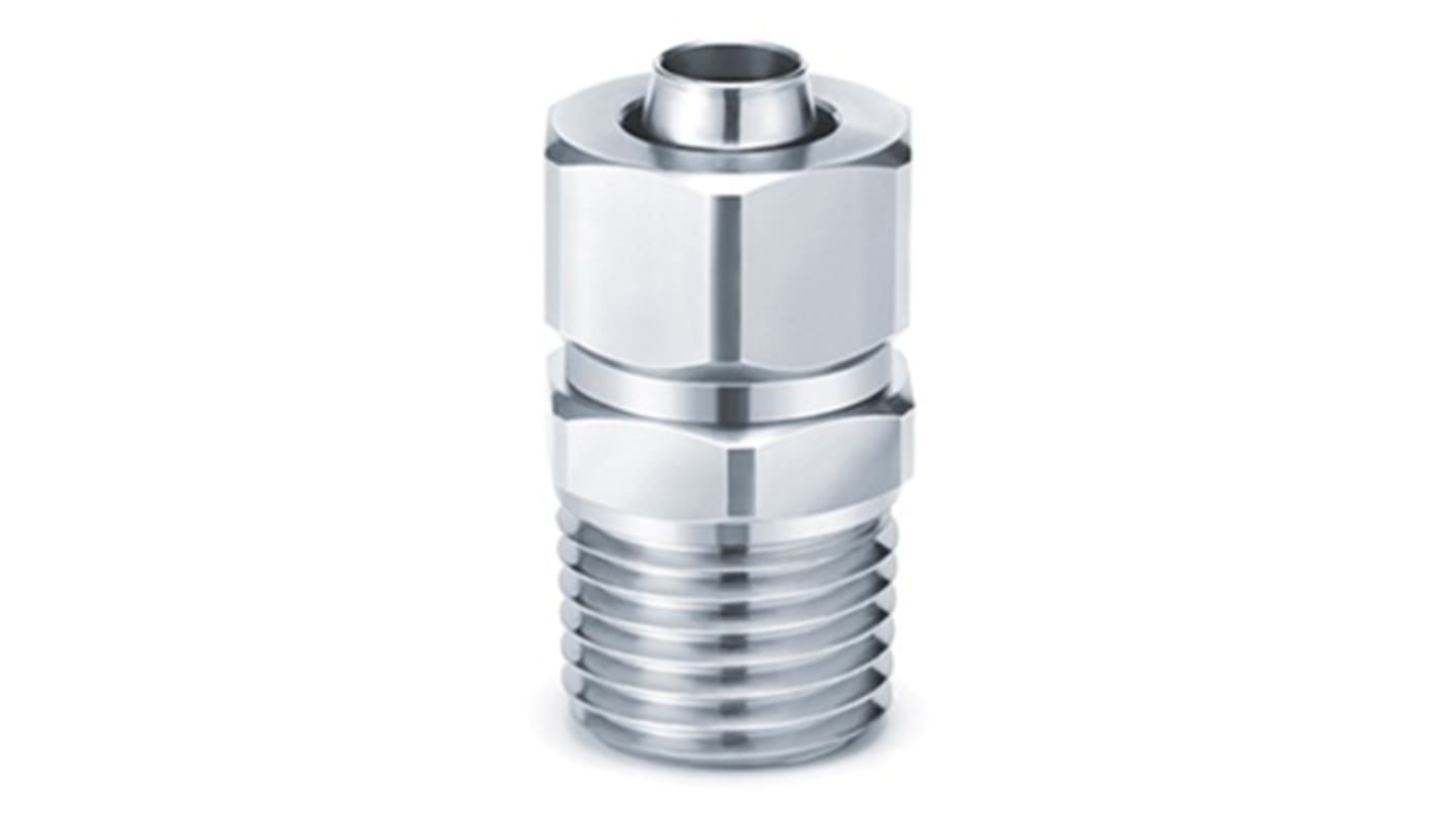 SMC KFG Series Straight Fitting, Push In 8 mm to Push In 6 mm, Threaded-to-Tube Connection Style