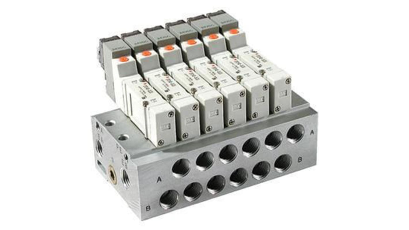 SMC SS5Y3 series 2 station Metric M5 Manifold