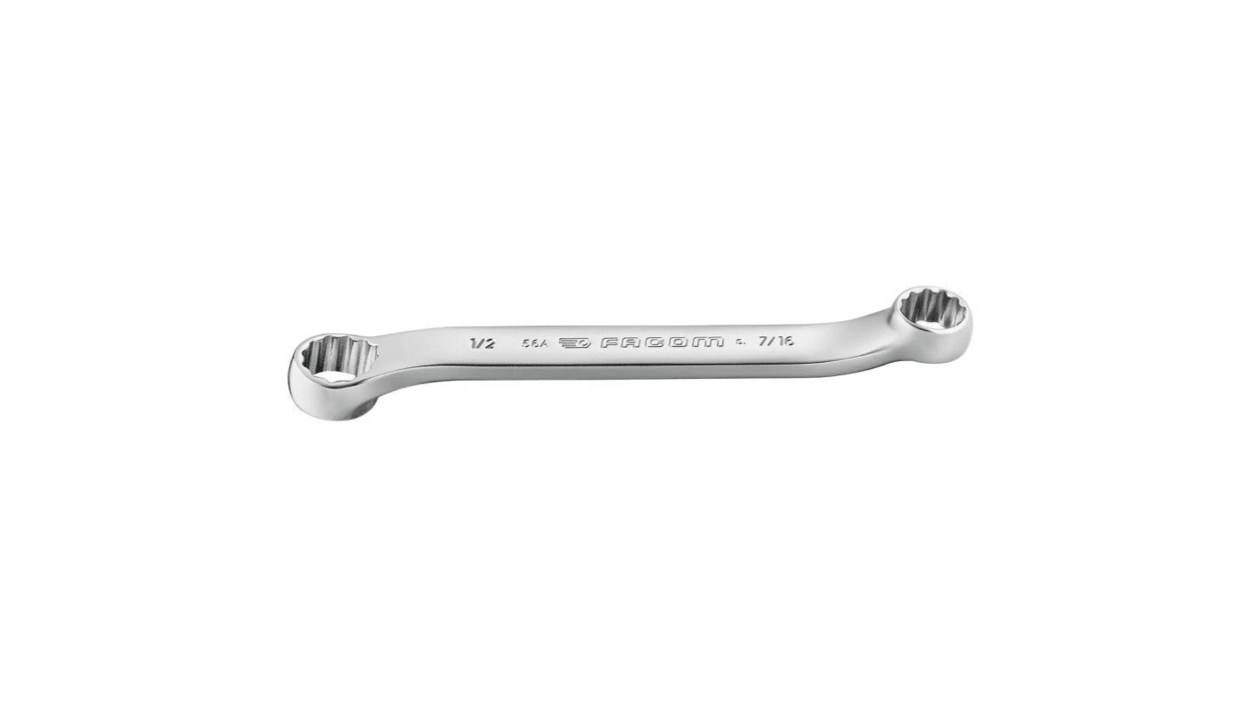 Facom Offset Ring Spanner, Imperial, Double Ended, 110 mm Overall