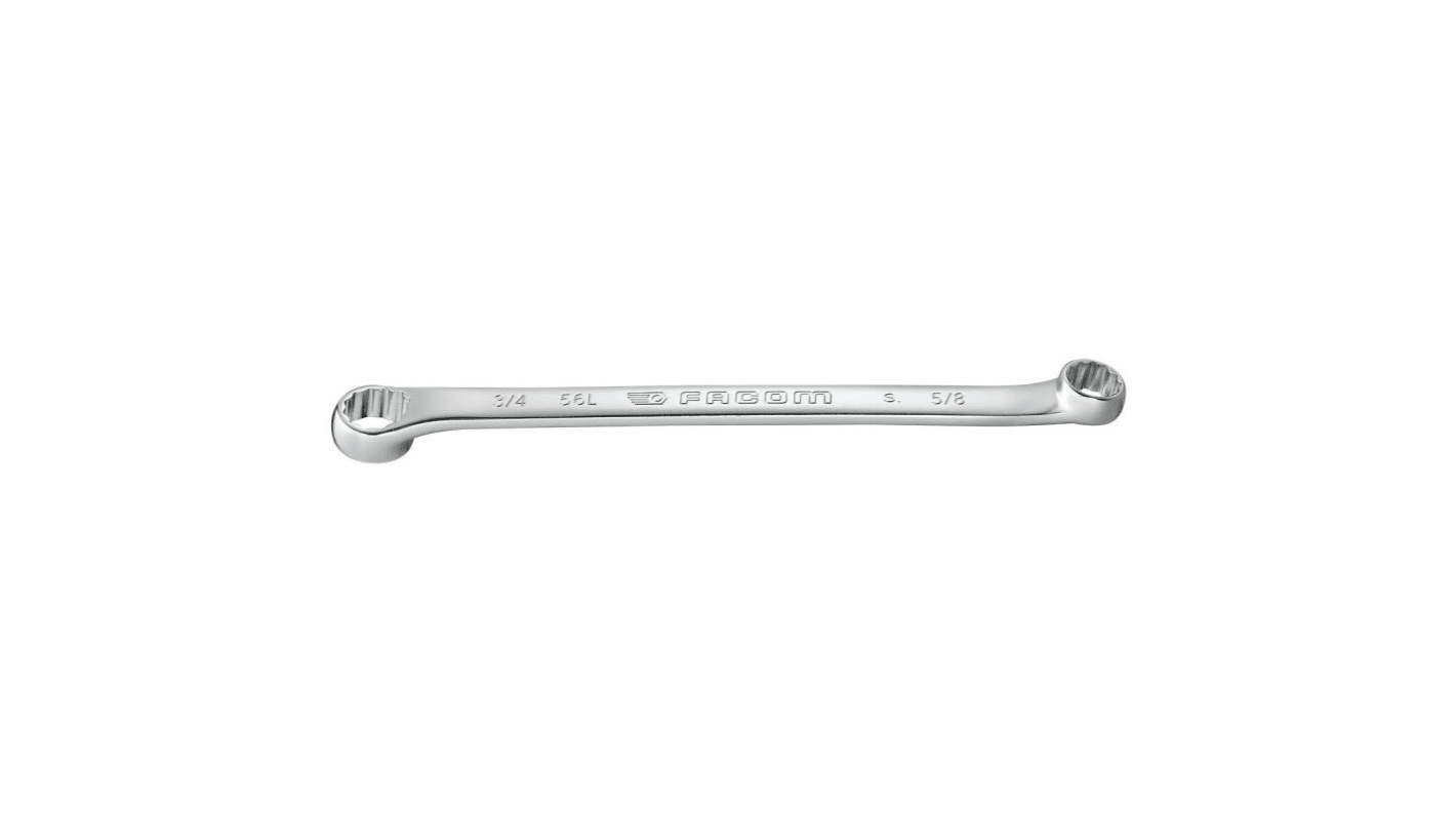 Facom Offset Ring Spanner, Imperial, Double Ended, 230 mm Overall