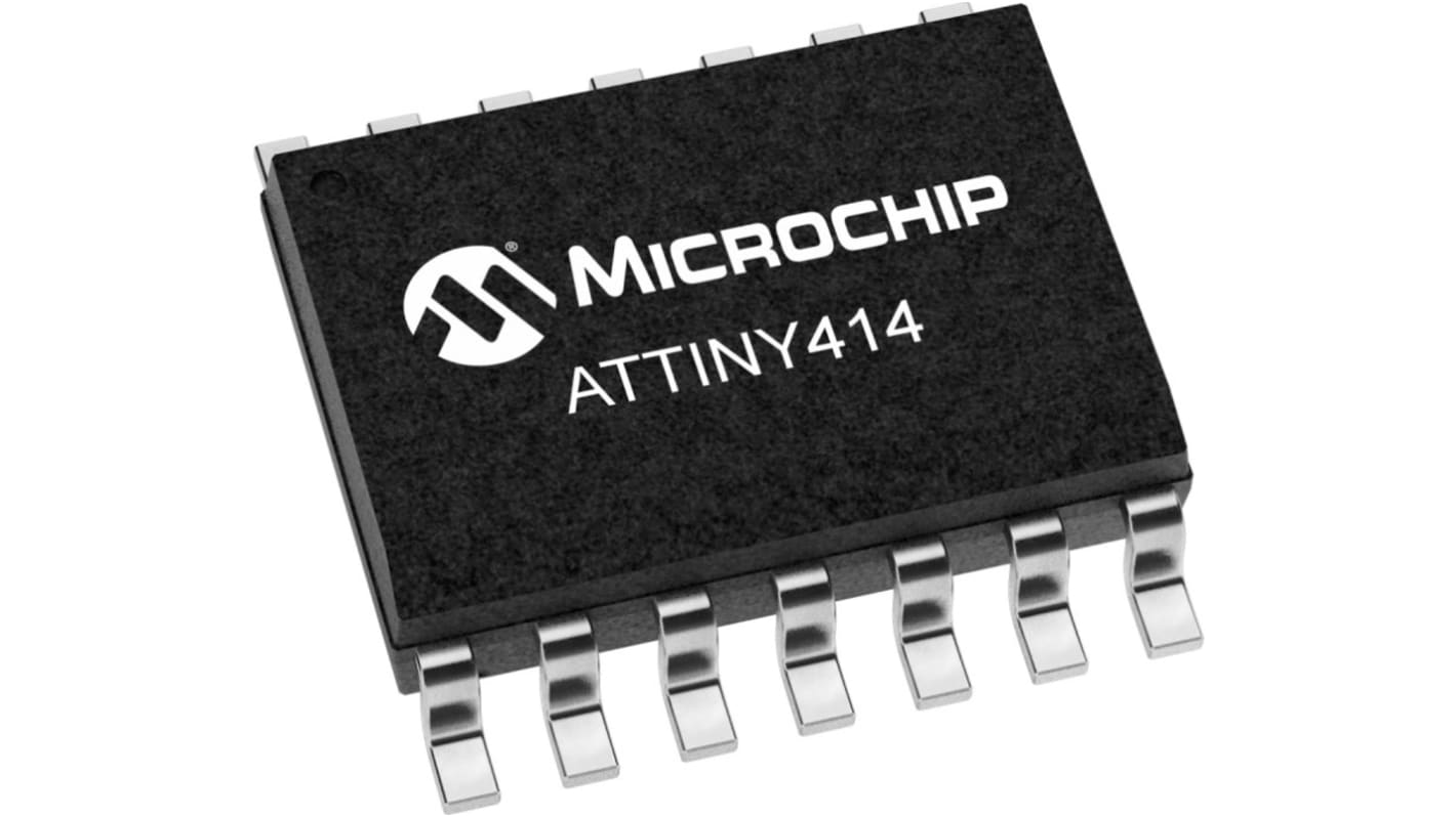 Microchip ATTINY414-SSFR, 8bit AVR Microcontroller, tinyAVR, 14MHz, 4 kB Flash, 14-Pin SOIC