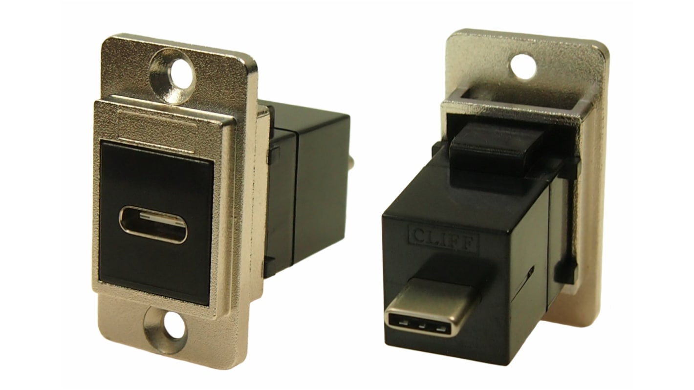 RS PRO Straight, Panel Mount, Female to Male Type USB-C USB Connector