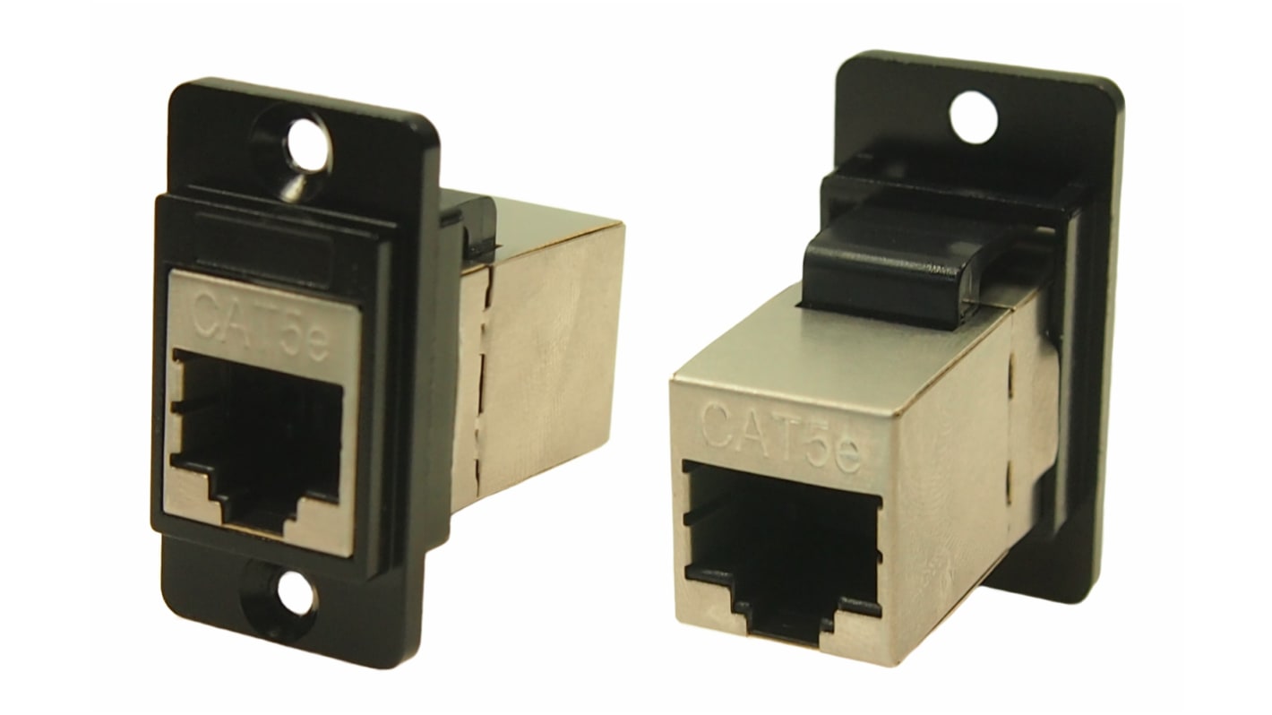 Plaque Frontale RS Pro Coudée Cat5e 2 Voies RJ45 – Blindée STP – NEUVE