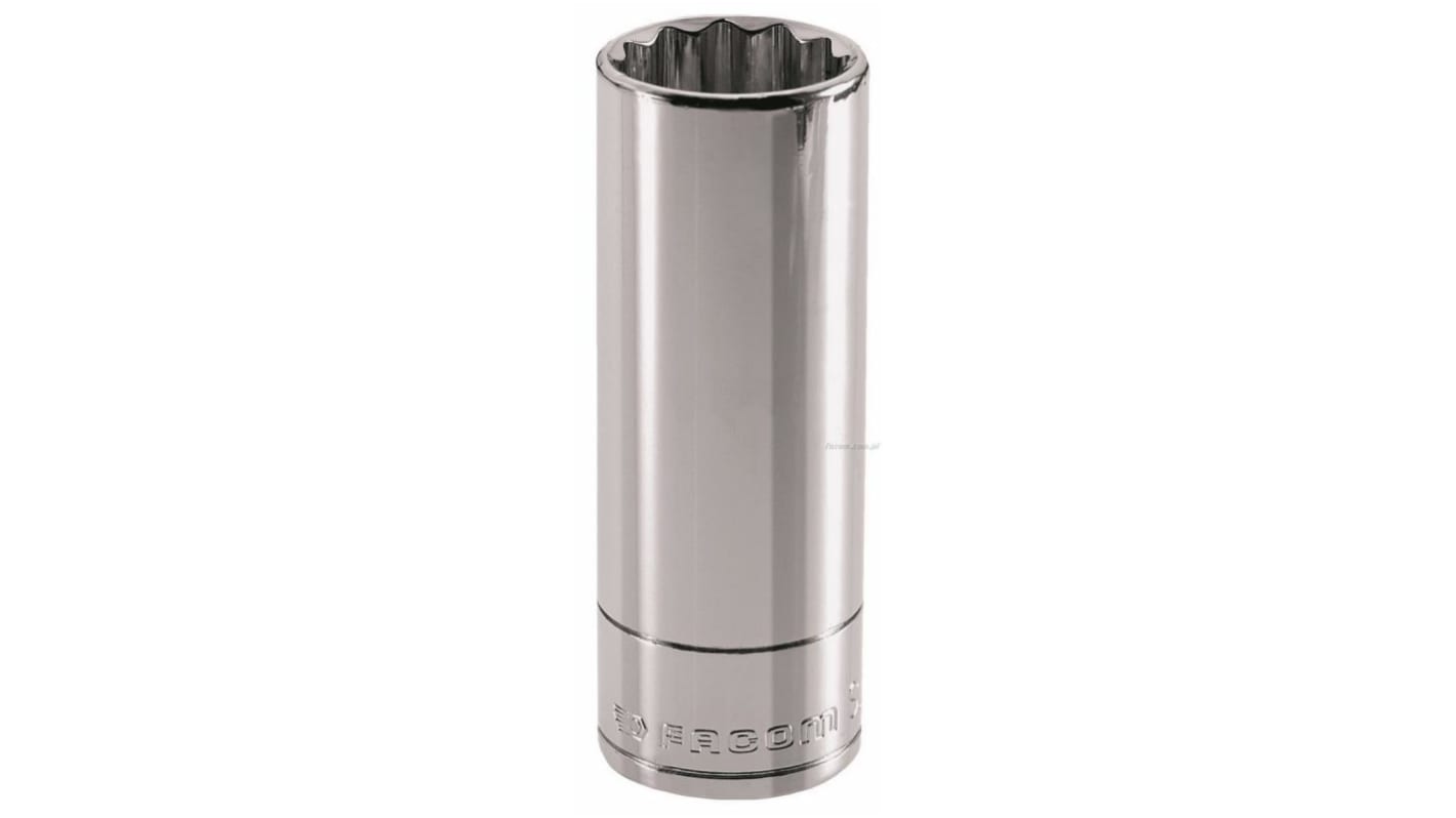 Facom 3/8 in Drive 1in Deep Socket, 12 point, 63.8 mm Overall Length