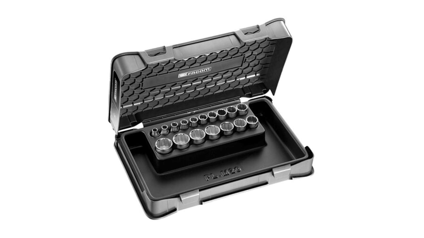 Facom 17-Piece Metric 3/8 in Standard Socket Set , 12 point