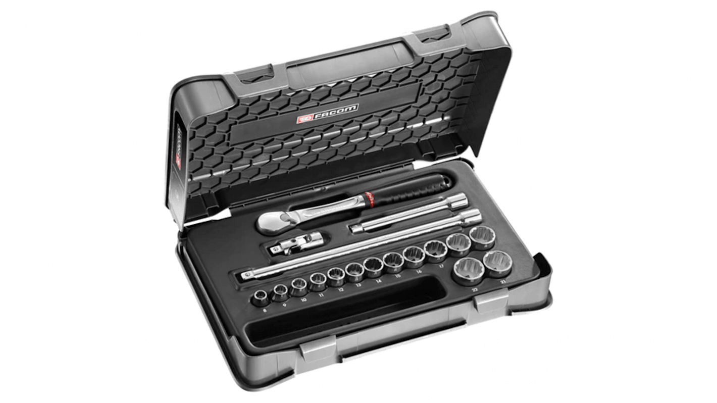 JL.1612P12 18Piece Socket Set, 3/8 in Square Drive RS