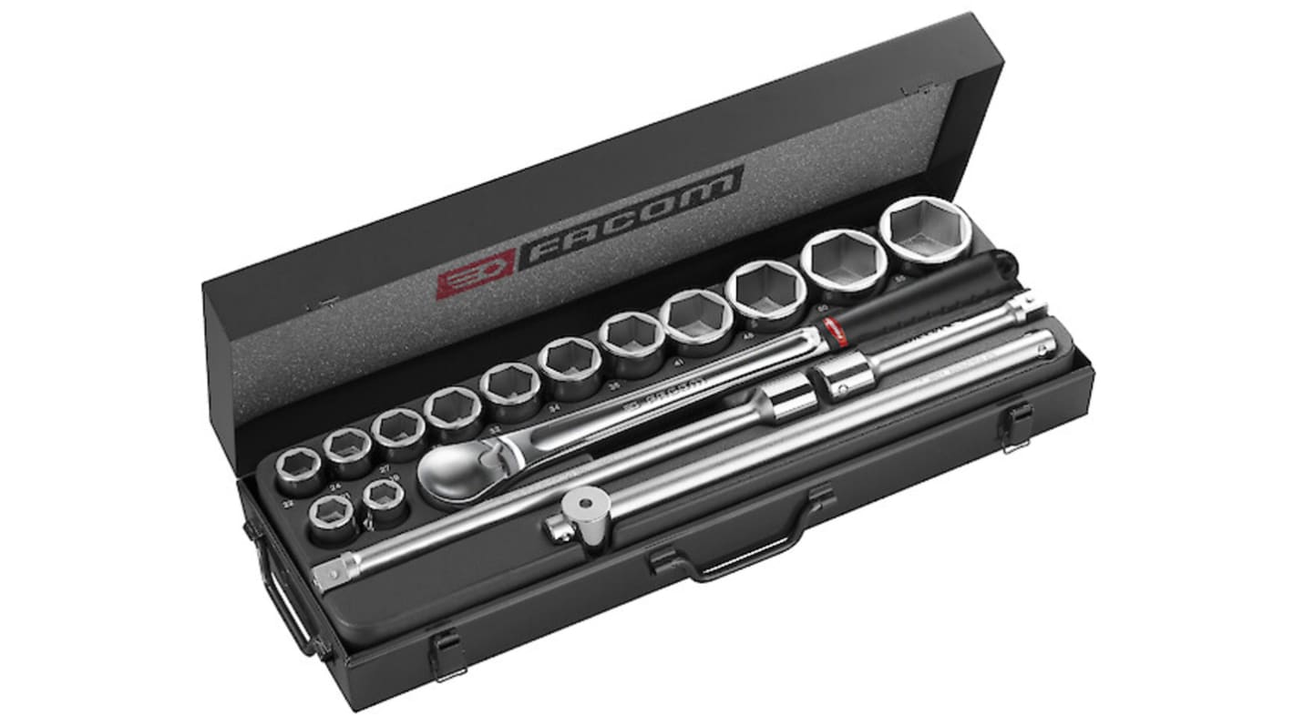 KL.411 Metric 3/4 in Standard Socket Set with Ratchet, 6 point RS