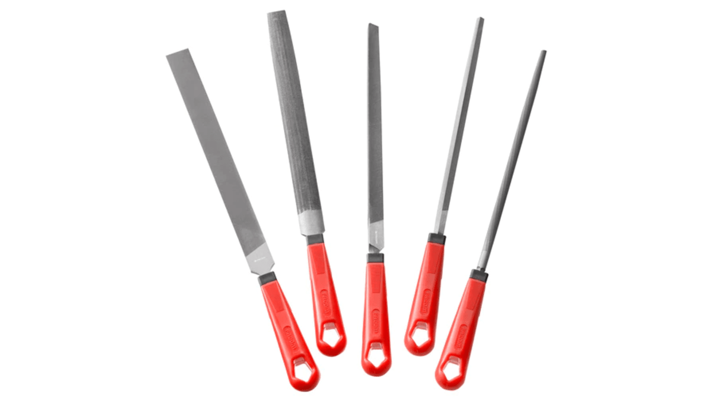 Facom 250mm, Second Cut, Flat, Half Round, Round, Square, Triangular Engineers File With Soft-Grip Handle