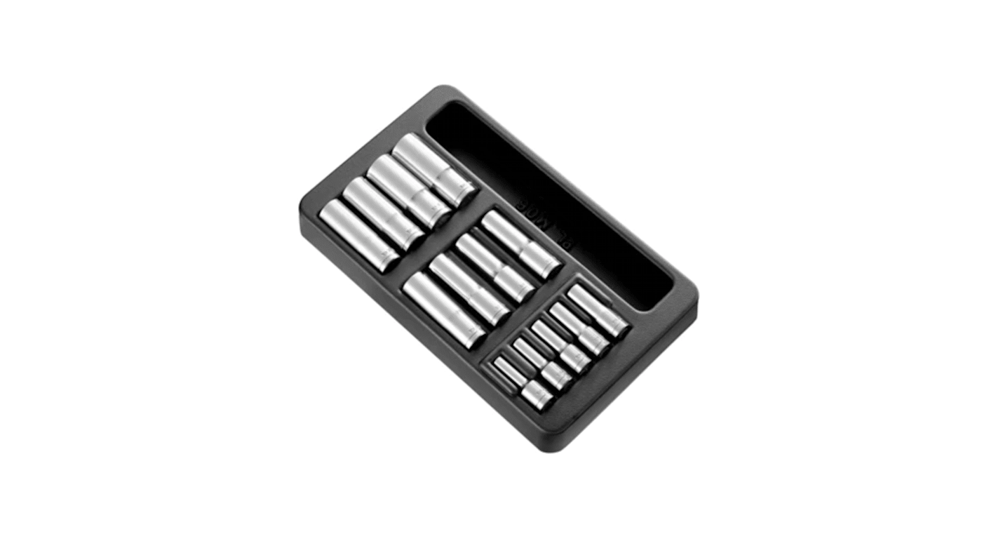 MOD.HLB 13Piece Metric 1/2 in Deep Socket Set , 6 point RS