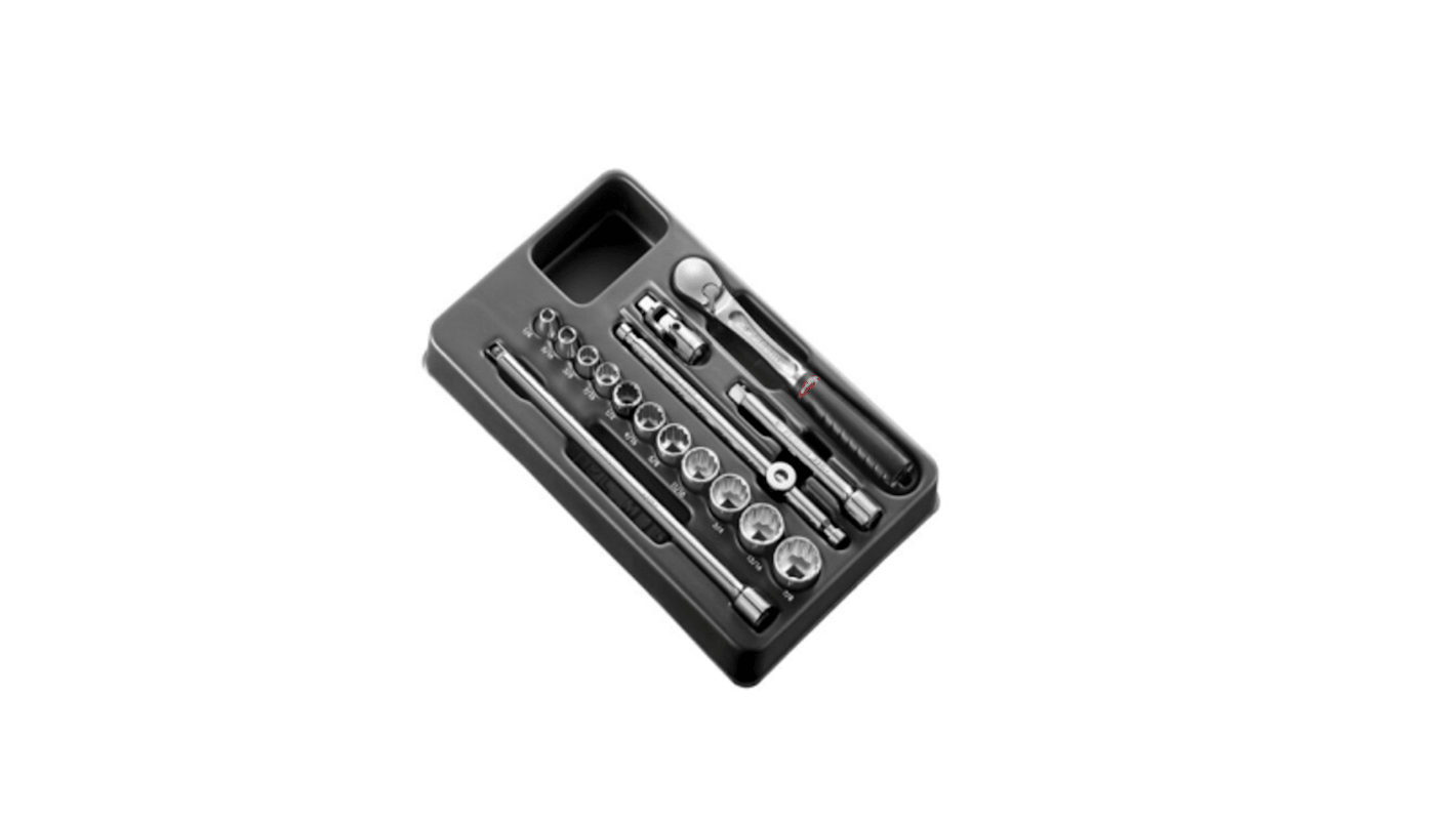 Facom 16-Piece Imperial 3/8 in Standard Socket Set with Ratchet, 12 point