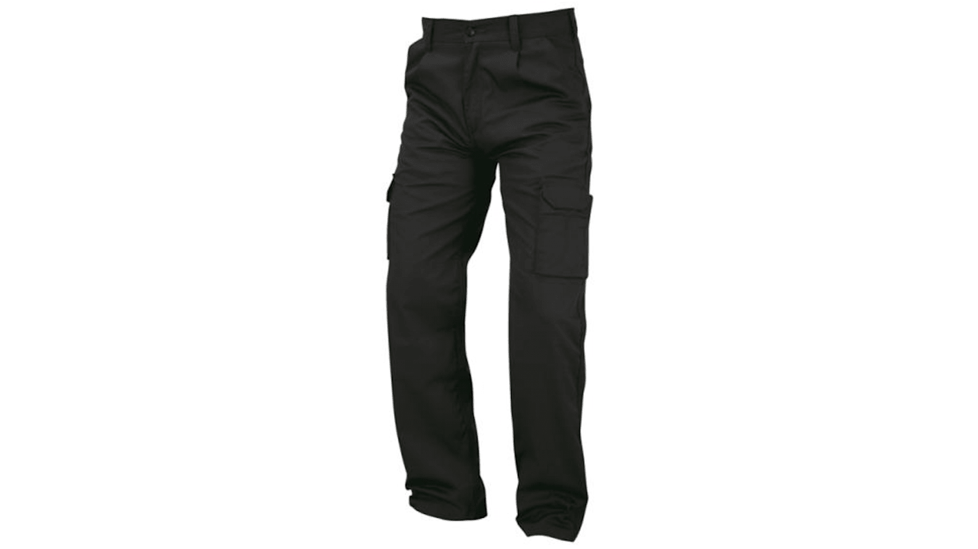 Pantalones de trabajo para Unisex, cintura 28plg, pierna 32plg, Negro, Resistente, 35 % algodón, 65 % poliéster Men's