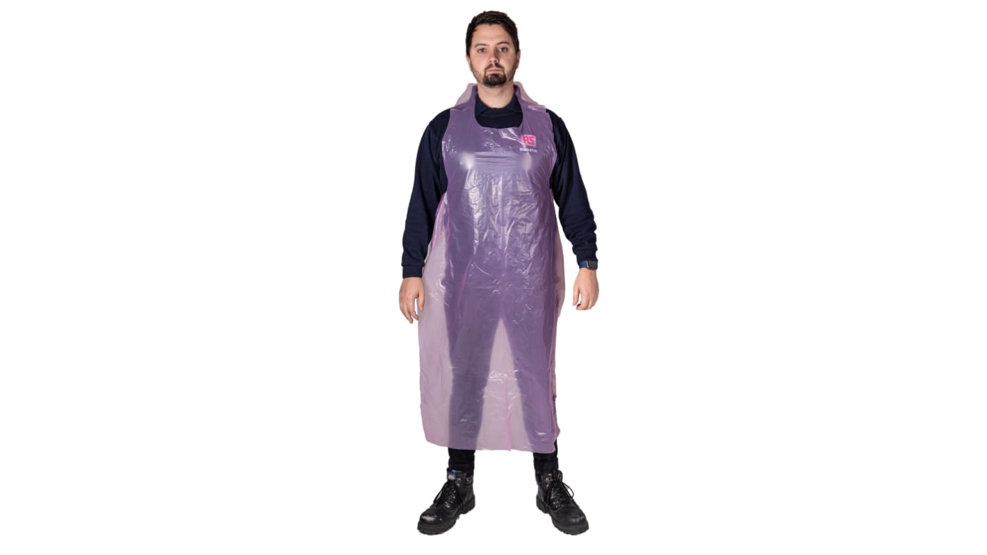 Reldeen Pink Polythene Liquid Resistant Disposable Apron