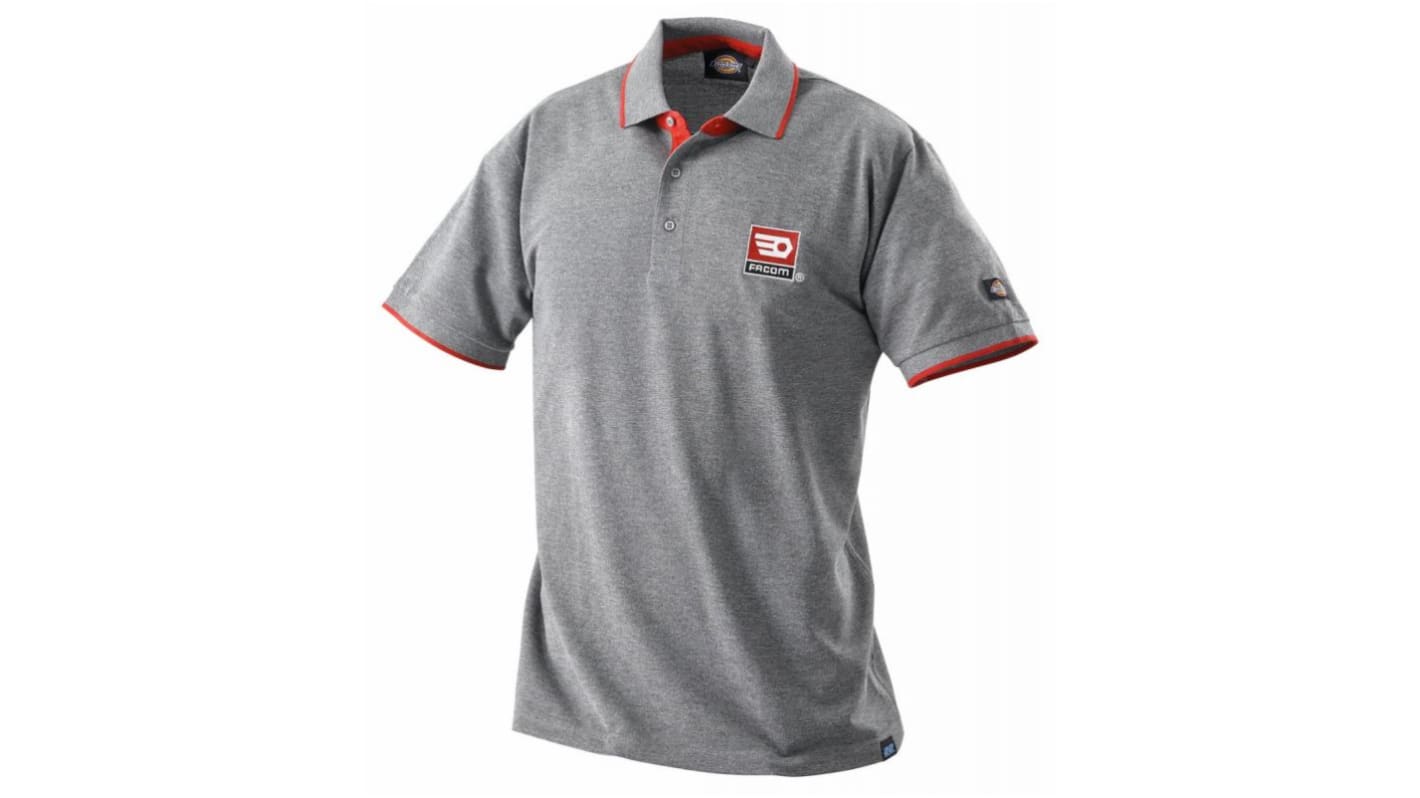 Facom VP Grey, Red 100% Cotton Polo Shirt