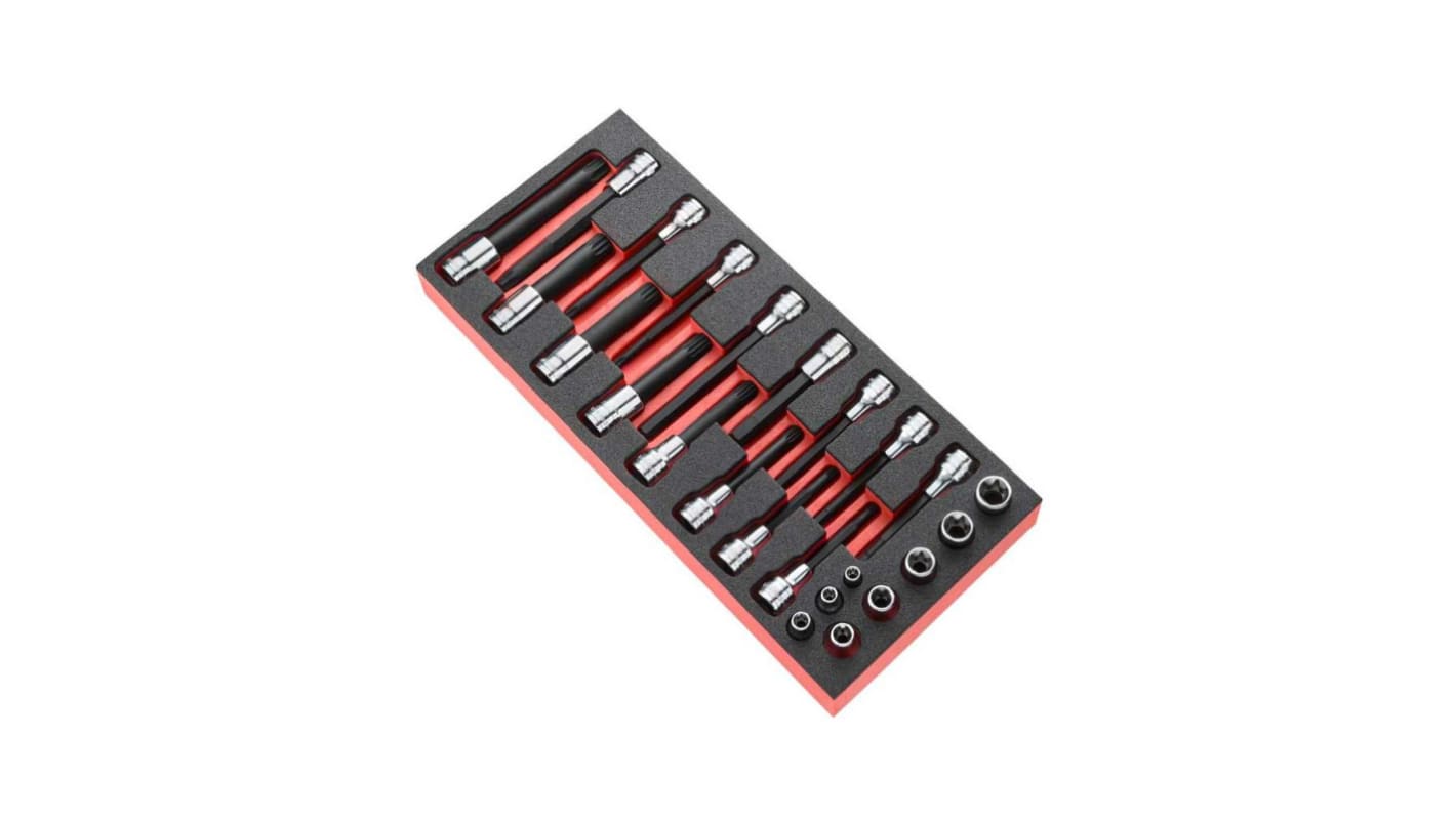 Facom 13-Piece Metric 1/2 in Standard Socket/Bit Set with Ratchet, e-Torx; Spline Bit; Torx Bit