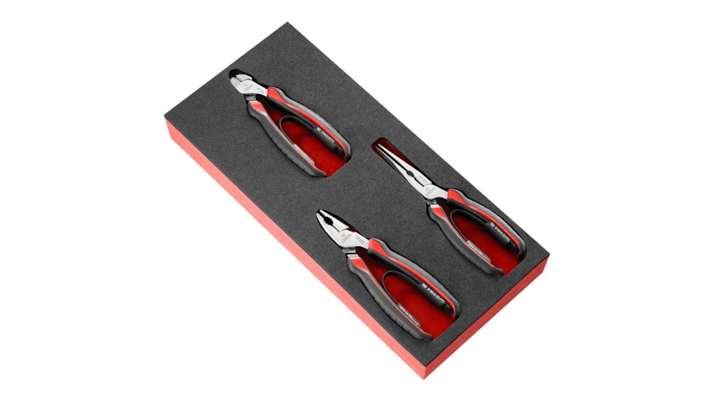 Facom 3-Piece Plier Set, Straight Tip, 160 mm, 185 mm, 200 mm Overall