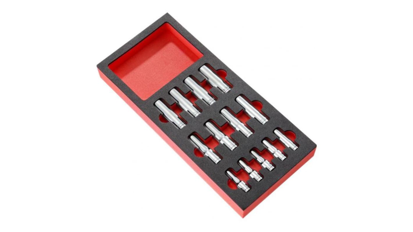 Facom 13-Piece Metric 1/2 in Deep Socket Set , 6 point