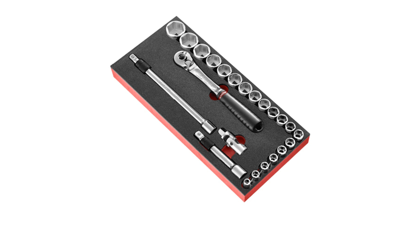 Facom 1/2 Zoll Vierkant 6-Punkt Standard-Steckschlüsselsatz 23-teilig