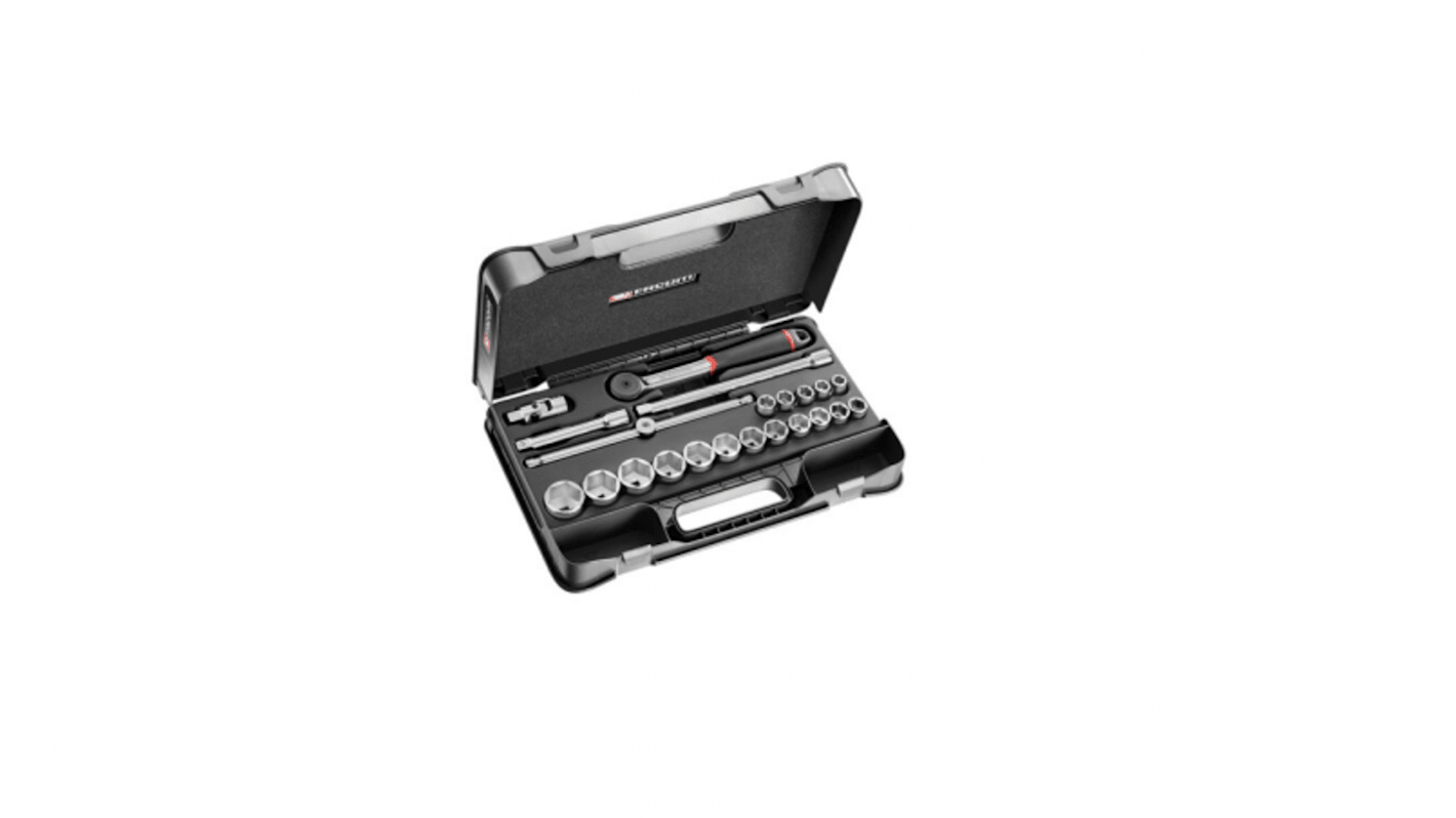 Facom 22-Piece Imperial 1/2 in Standard Socket Set with Ratchet, 6 point