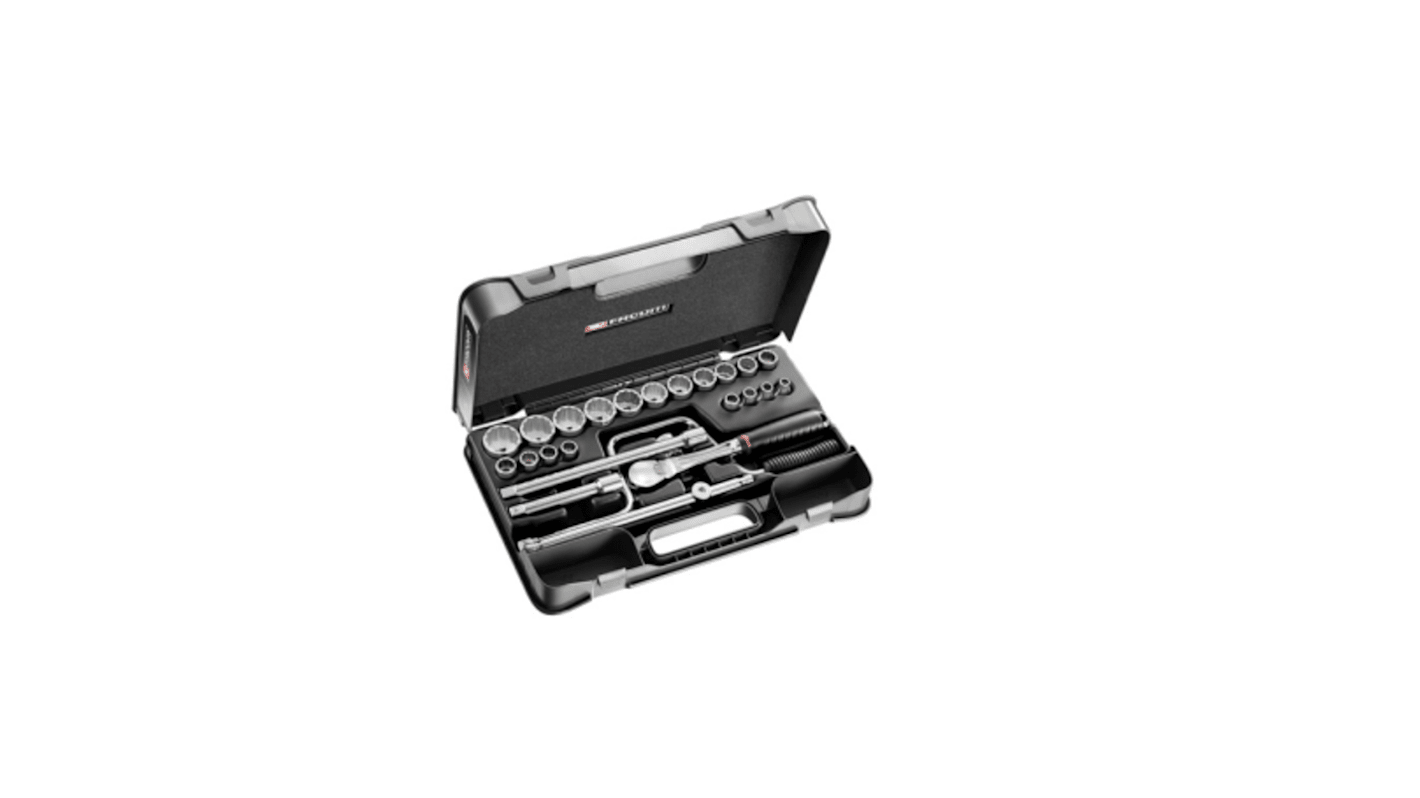 Facom 25-Piece Imperial 1/2 in Standard Socket Set with Ratchet, 12 point