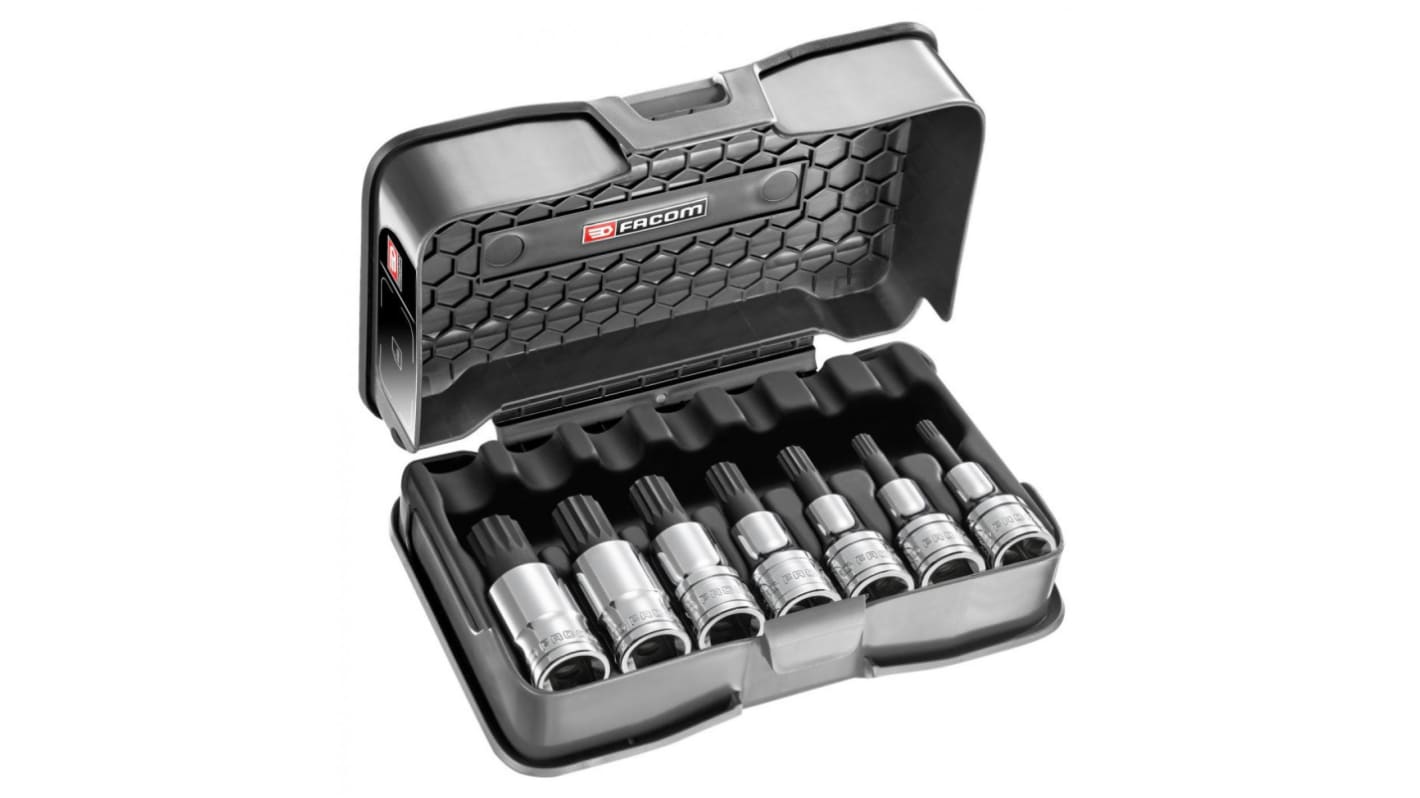 Facom 7-Piece 1/2 in Bit Socket Set , Spline Bit