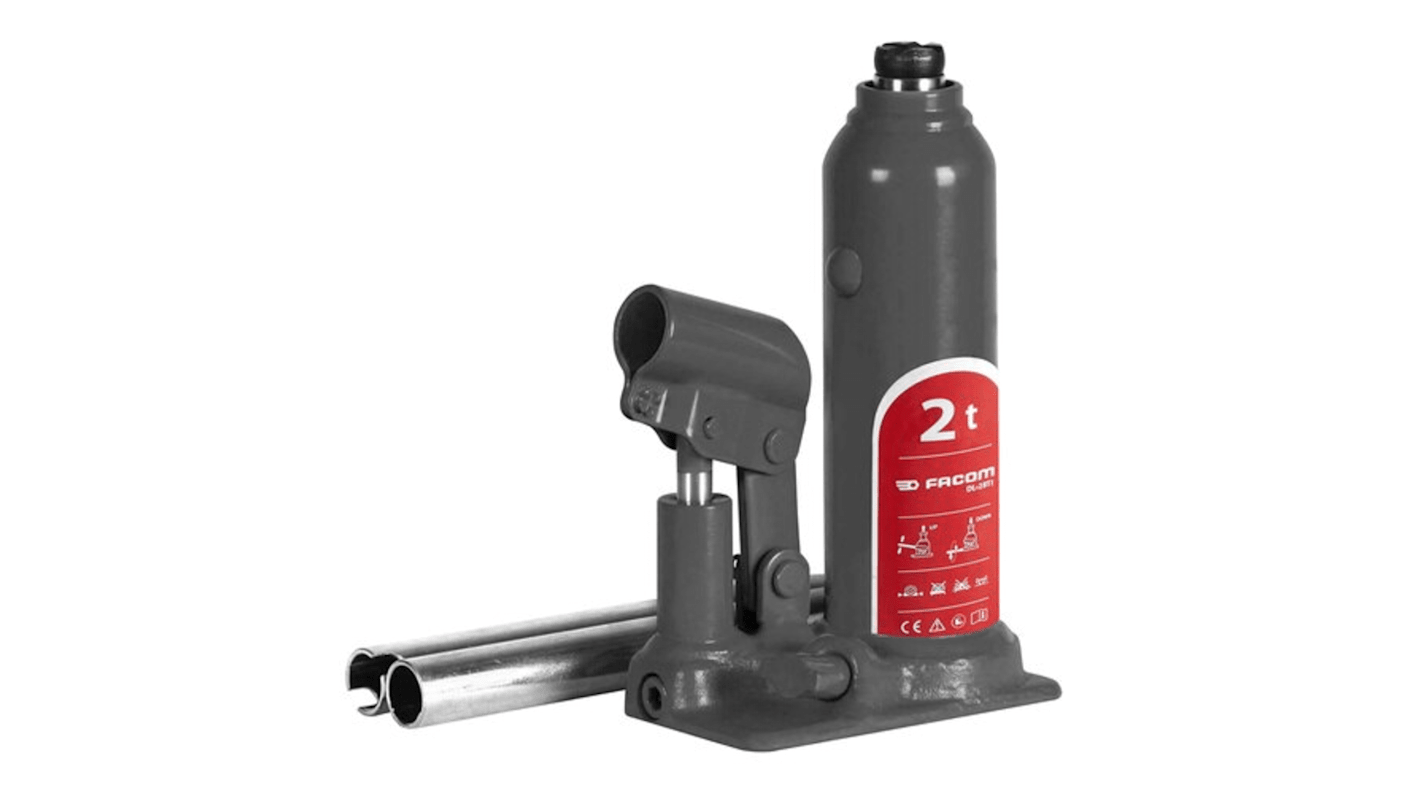 Facom Bottle Jack, 8t Maximum Load, 198mm - 394mm Maximum Range