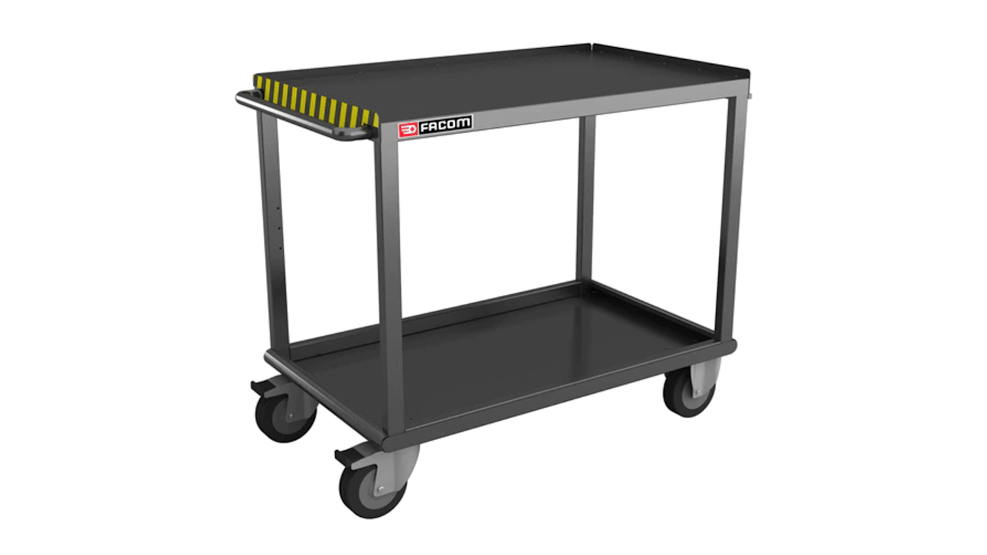 Facom 2 Shelf Metal Trolley, 1092 x 617mm, 500kg Load