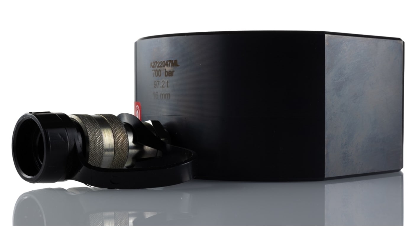 RS PRO Single, Portable Low Height Hydraulic Cylinder, 100t, 16mm stroke RS