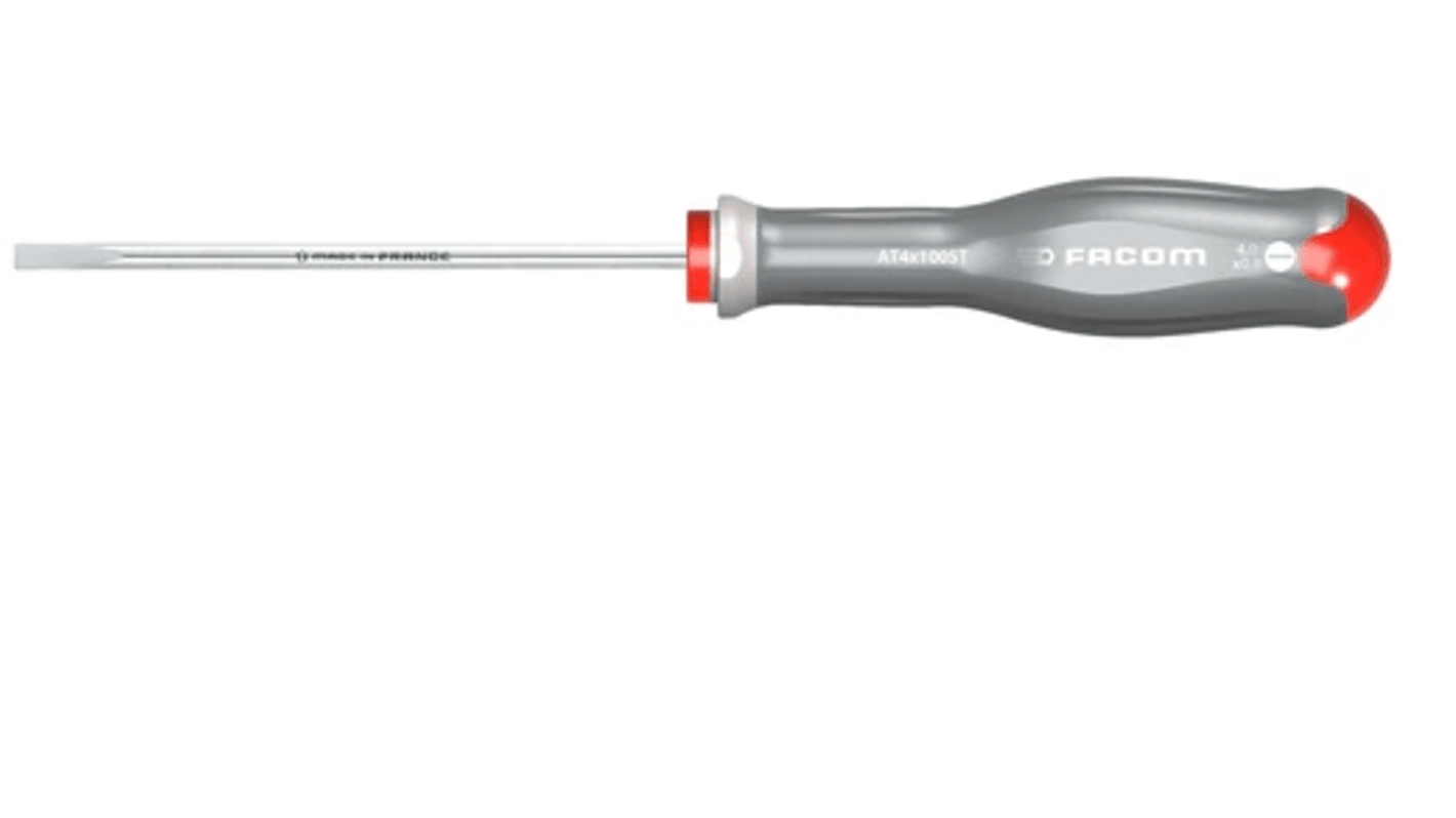 Facom Slotted  Screwdriver, 4 mm Tip, 100 mm Blade, 209 mm Overall
