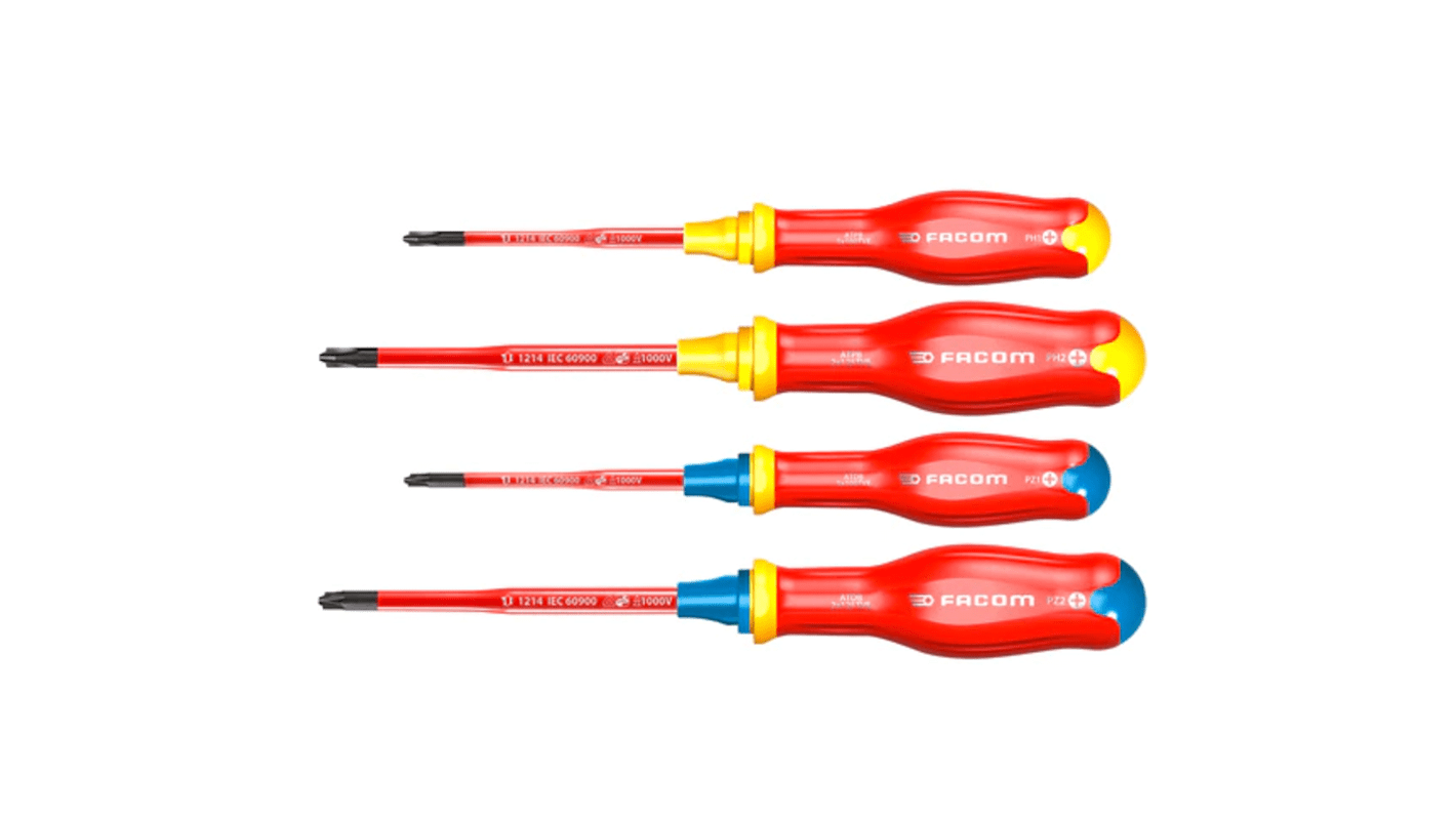 Facom Phillips; Pozidriv Insulated Screwdriver Set, 8-Piece