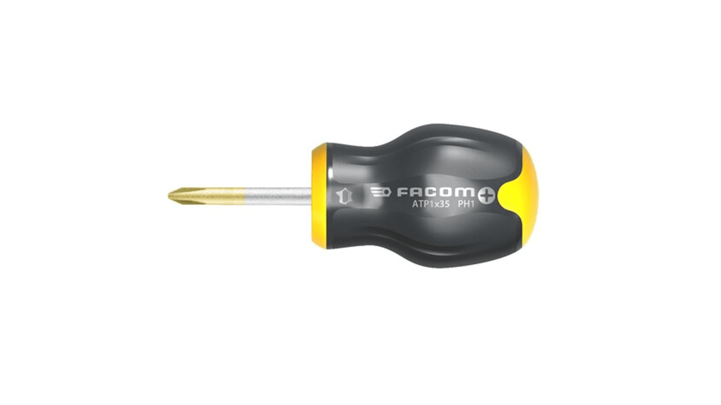 Facom Phillips Stubby Screwdriver, PH2 Tip, 35 mm Blade, 91 mm Overall