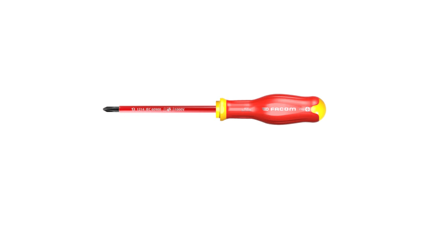 Facom Phillips Insulated Screwdriver, PH3 Tip, 150 mm Blade, VDE/1000V, 275 mm Overall