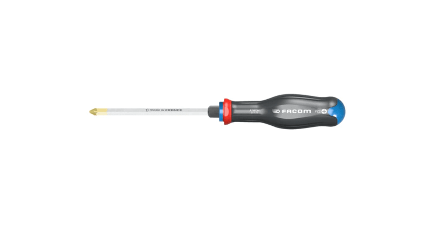 Facom Pozidriv Screwdriver, PZ2 Tip, 125 mm Blade, 245 mm Overall