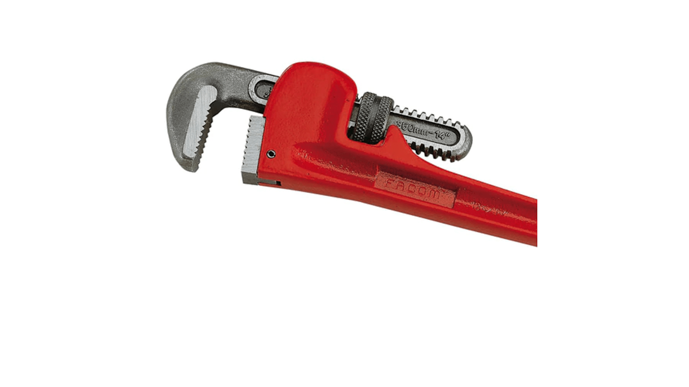 Facom Pipe Wrench, 350 mm Overall, 60mm Jaw Capacity