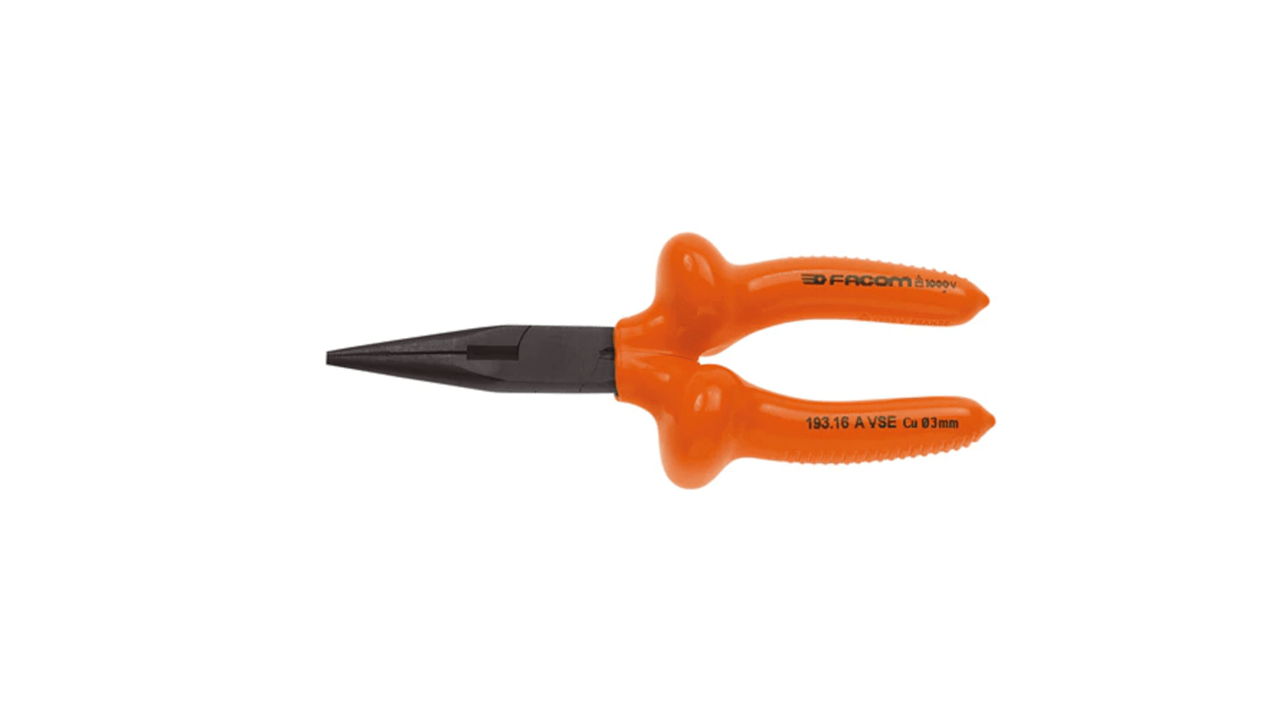 Facom Round Nose Pliers, 170 mm Overall, Straight Tip