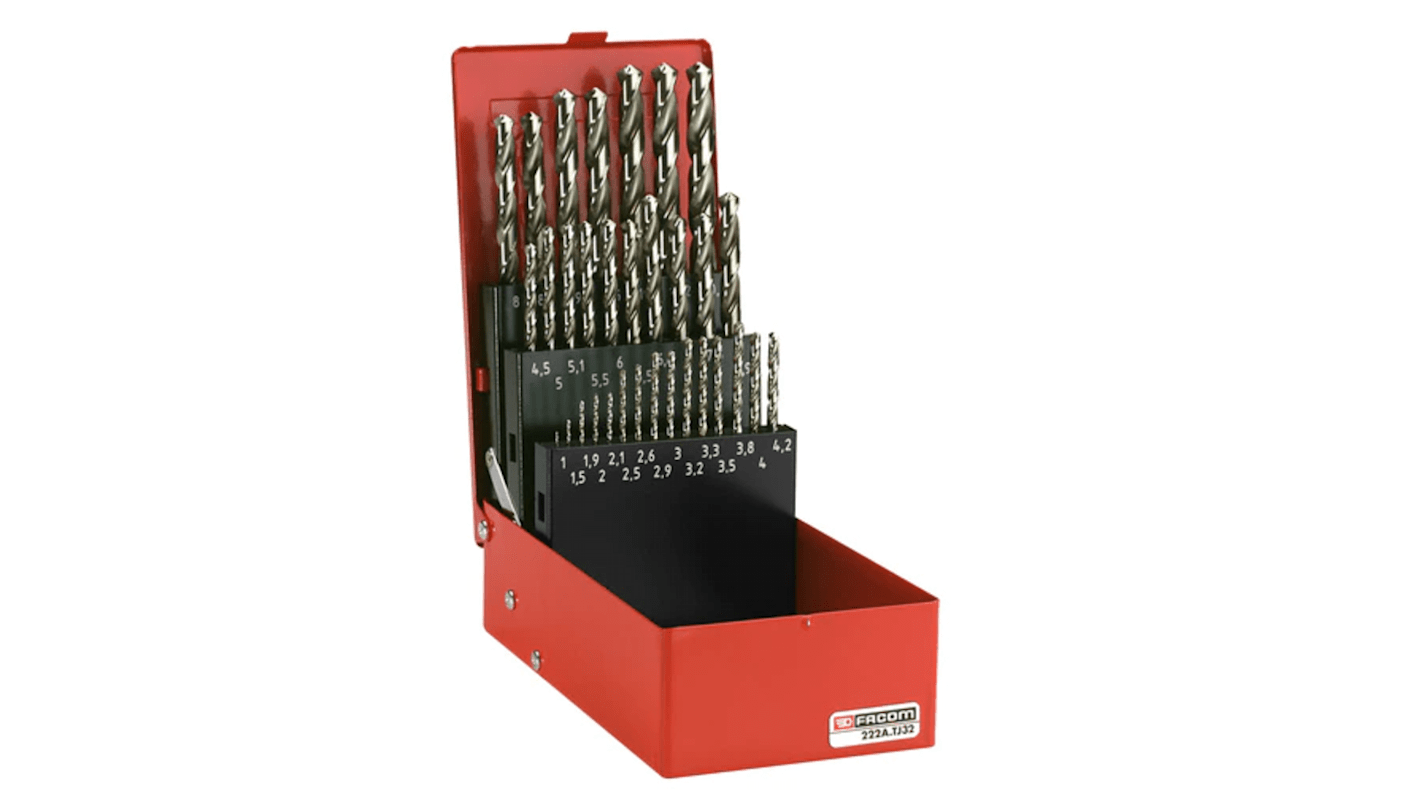 222A.TJ19 19Piece Twist Drill Bit Set, 10mm Max, 1mm Min RS
