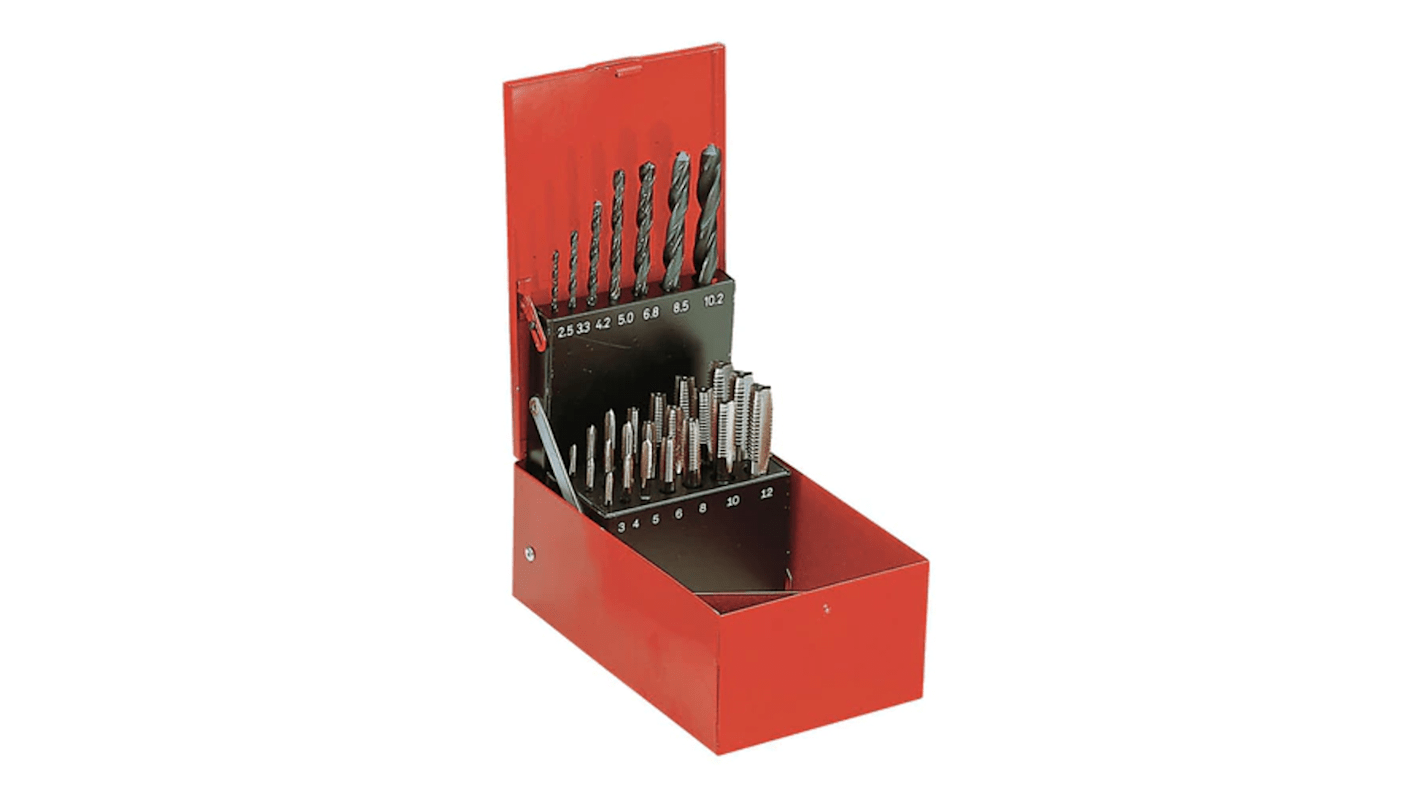 227.SJ2A 28Piece HSS Tap & Drill Set, M3 M12 Taps RS