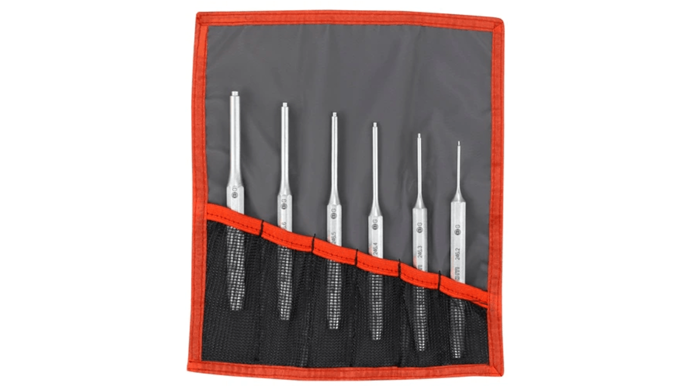 Facom 6-Piece Punch Set, 2 mm, 3 mm, 4 mm, 5 mm, 6 mm, 8 mm Shank