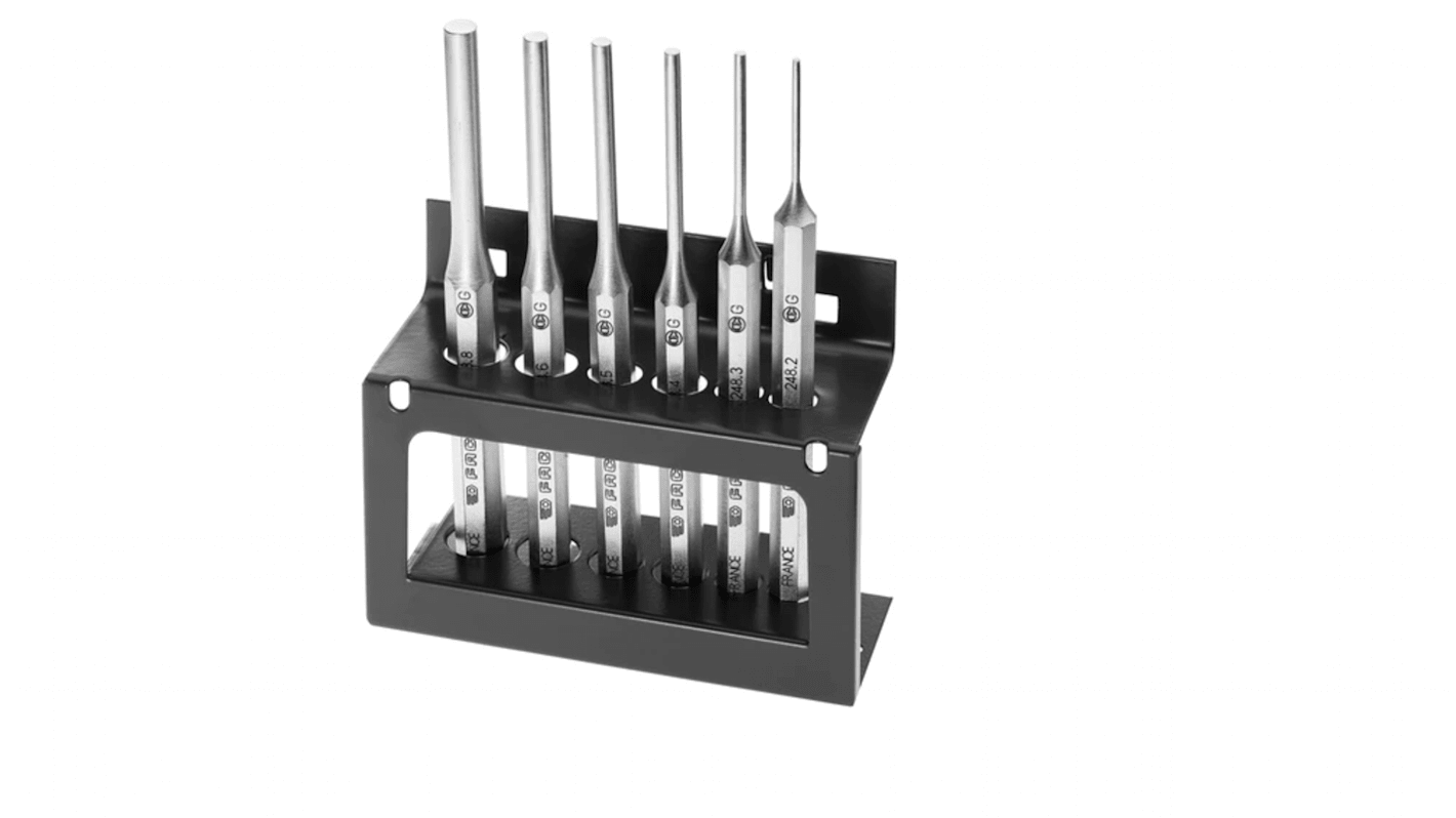 Facom 6-Piece Punch Set, 2 mm, 3 mm, 4 mm, 5 mm, 6 mm, 8 mm Shank