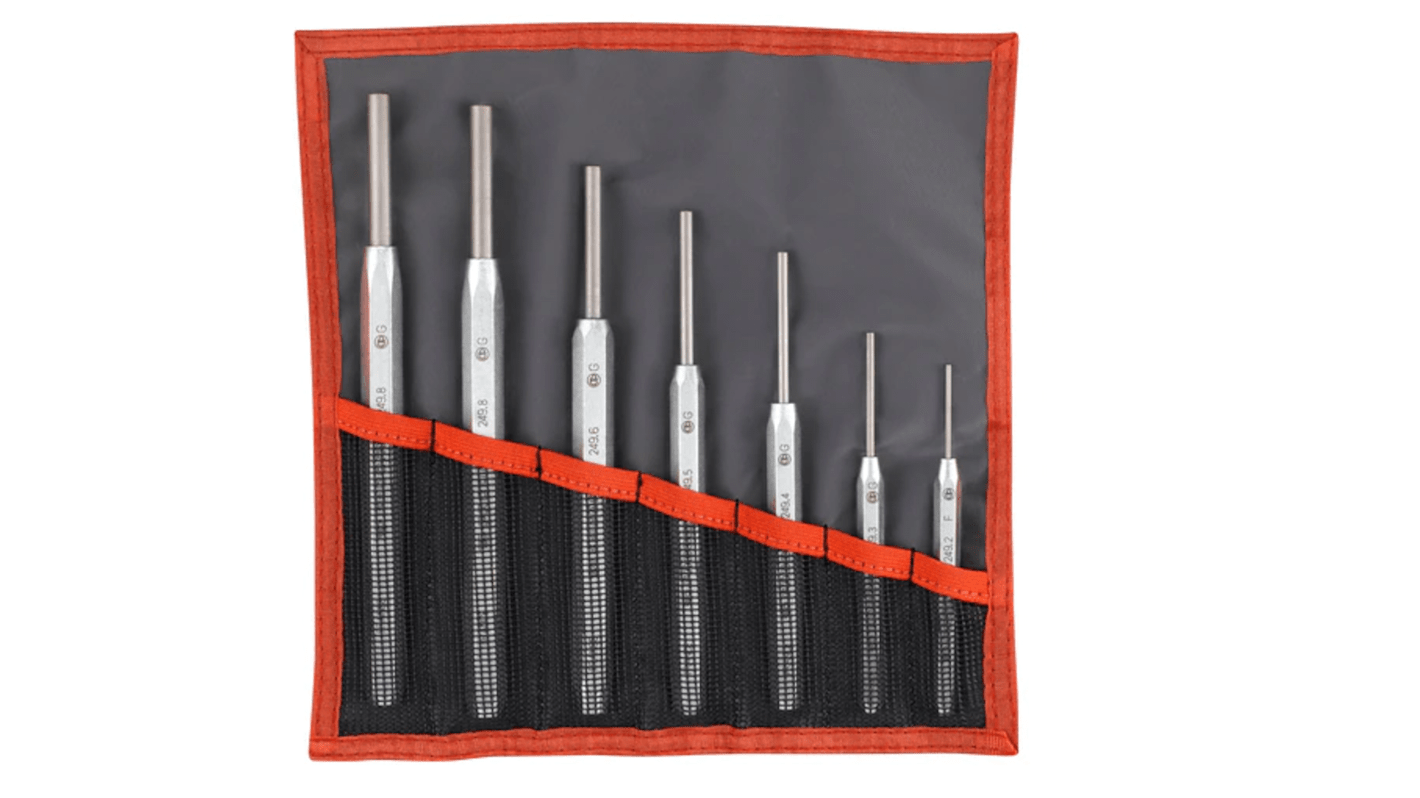 249.JT7 7Piece Punch Set, 2 mm, 3 mm, 4 mm, 5 mm, 6 mm, 8 mm