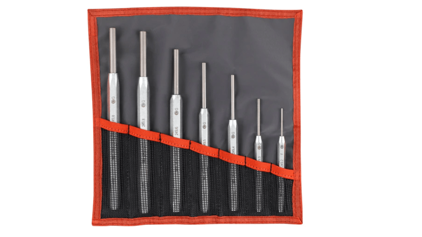 Facom 7-Piece Punch Set, 2 mm, 3 mm, 4 mm, 5 mm, 6 mm, 8 mm, 10 mm Shank