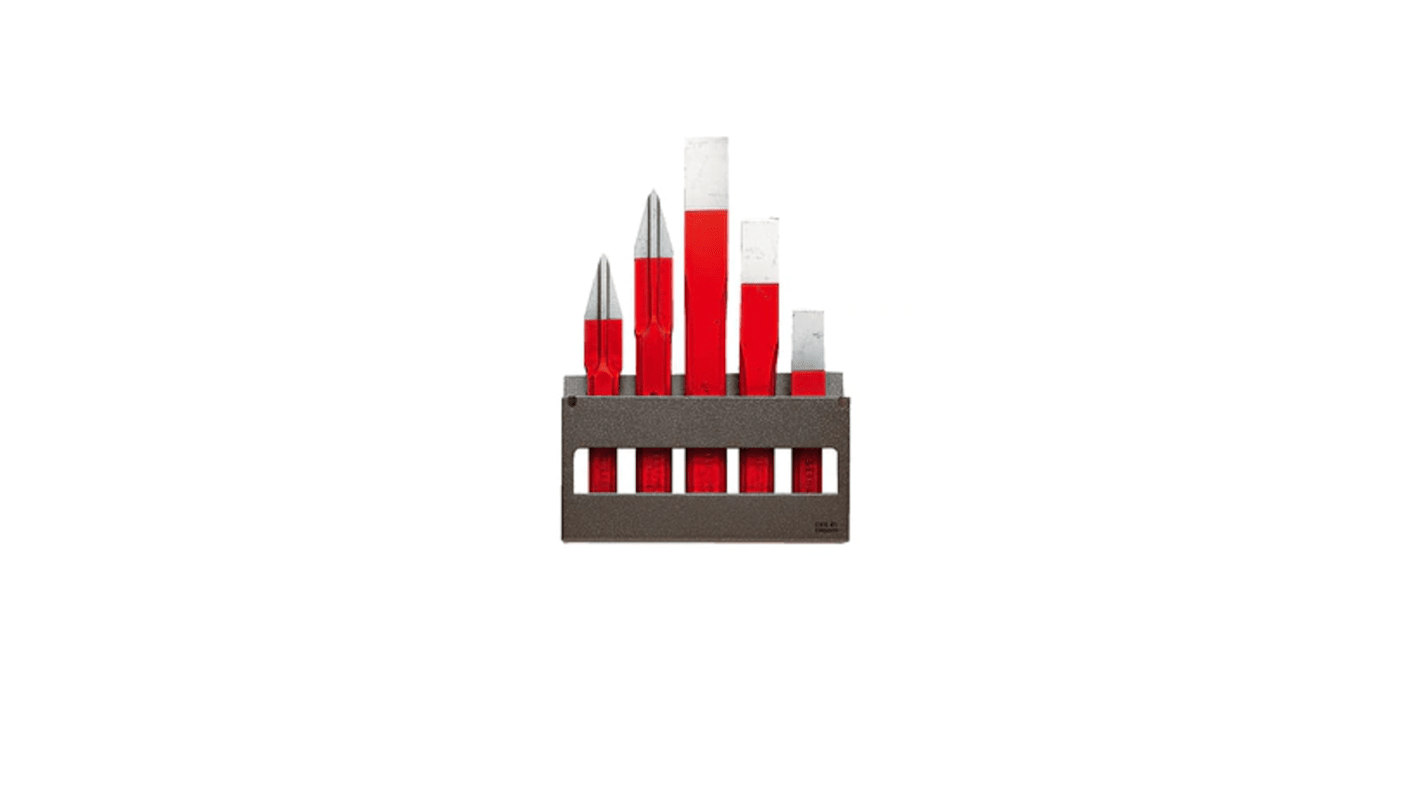 Facom Chisel Set, 15 mm, 18 mm, 20 mm, 22 mm, 25 mm Blade Width